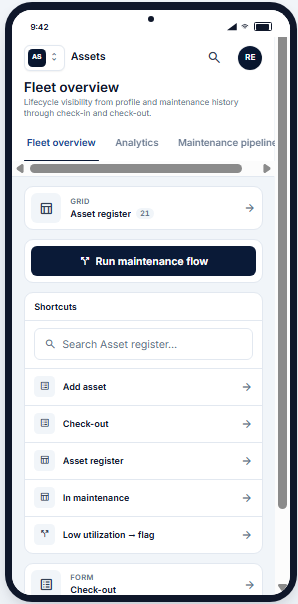 Fleet and equipment due for maintenance in one view