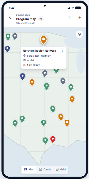 Compliance programs mapped by site