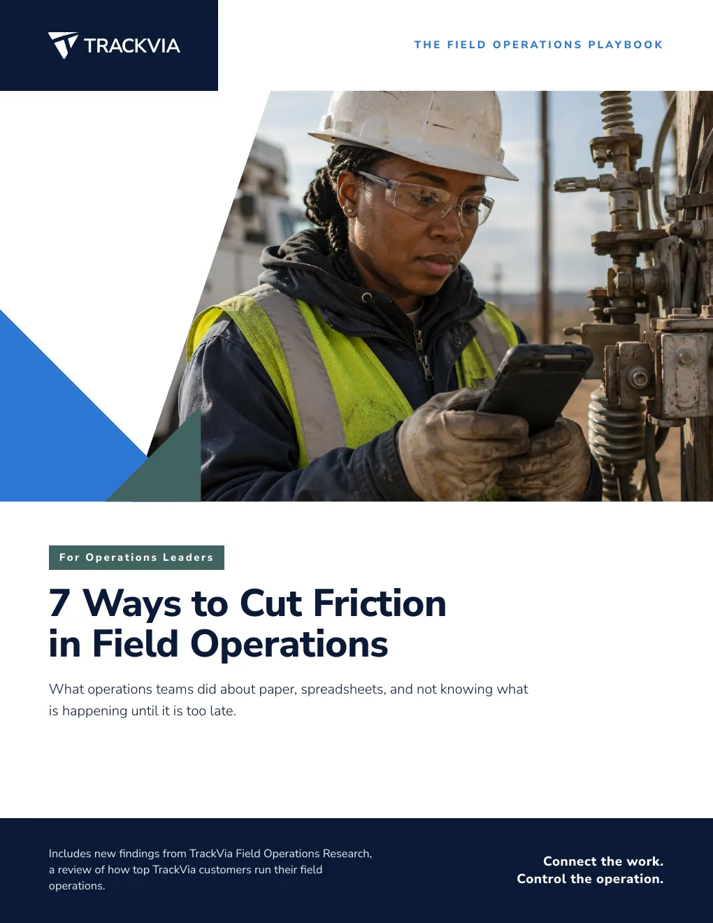 Cover of the TrackVia report for operations leaders: 7 ways to cut friction in field operations