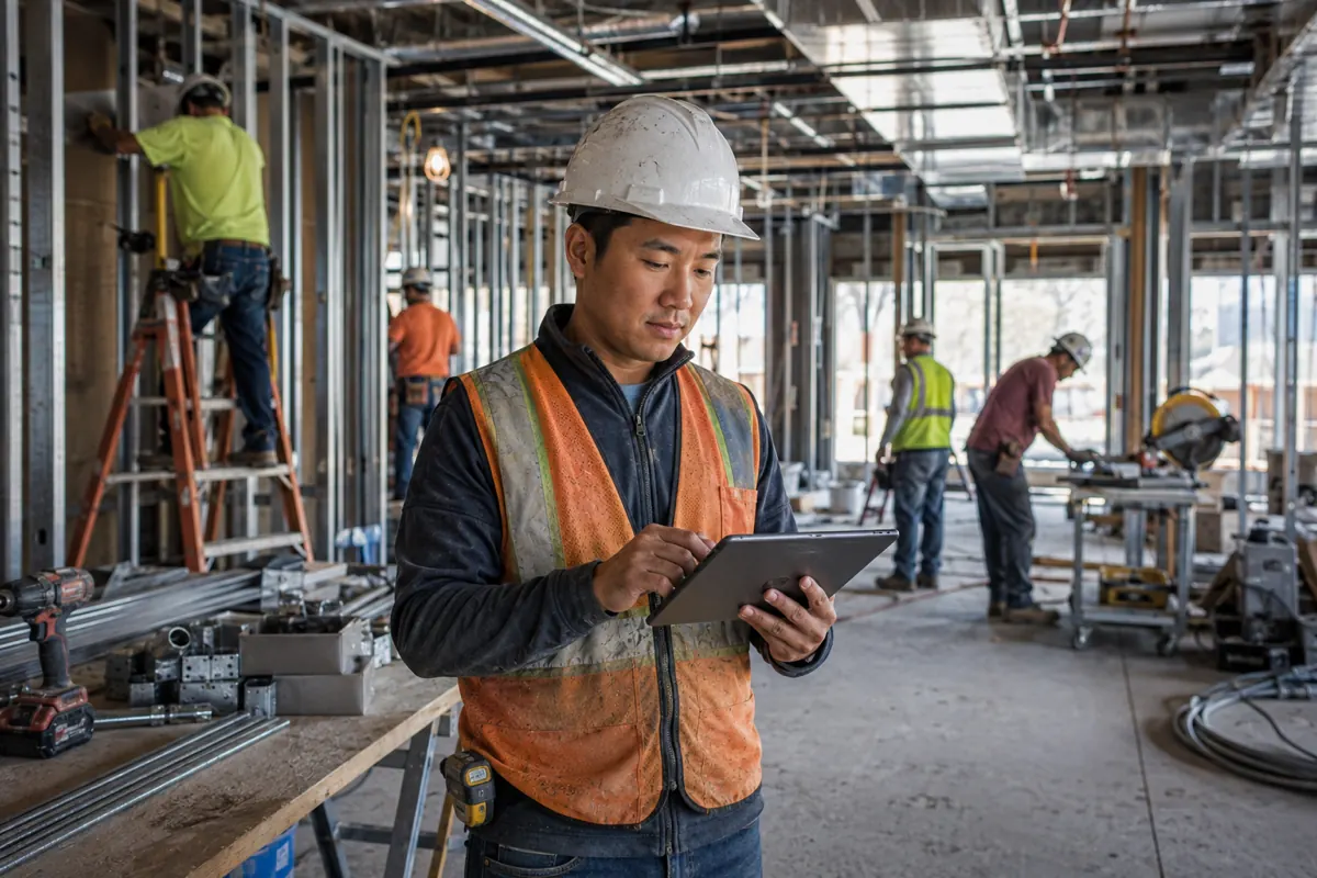 A field technician capturing work on a phone