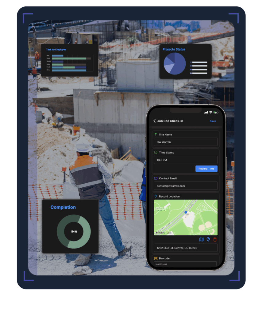 Office and construction field teams coordinating schedules and work orders through TrackVia.